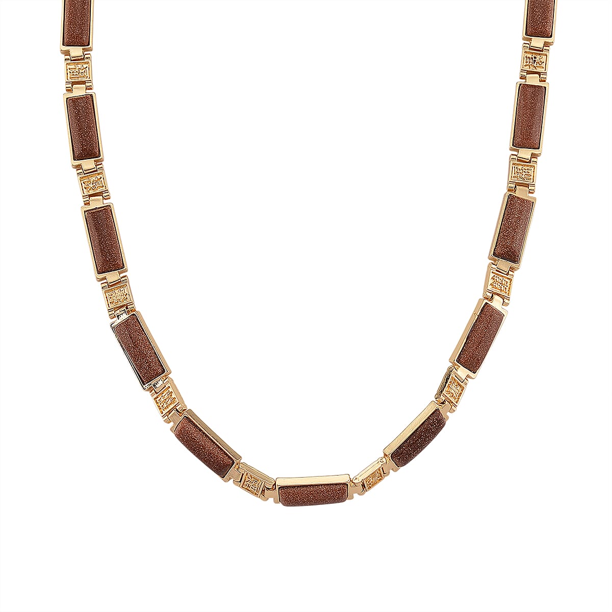 Gold Sandstone 50.00 ctw Necklace in Goldtone 16.5 Inches image number 0