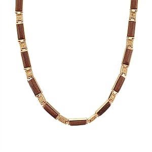 Gold Sandstone 50.00 ctw Necklace in Goldtone 16.5 Inches