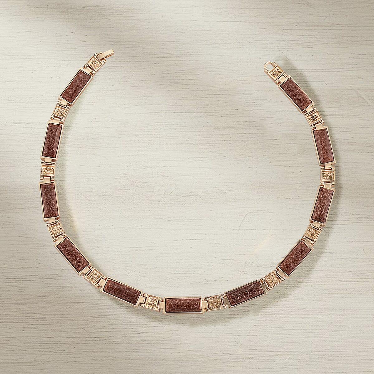 Gold Sandstone 50.00 ctw Necklace in Goldtone 16.5 Inches image number 1