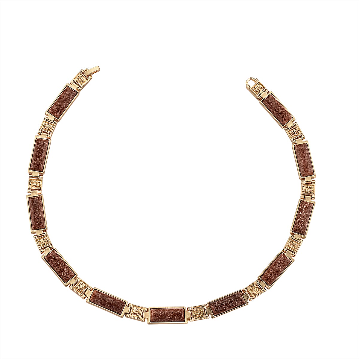 Gold Sandstone 50.00 ctw Necklace in Goldtone 16.5 Inches image number 3