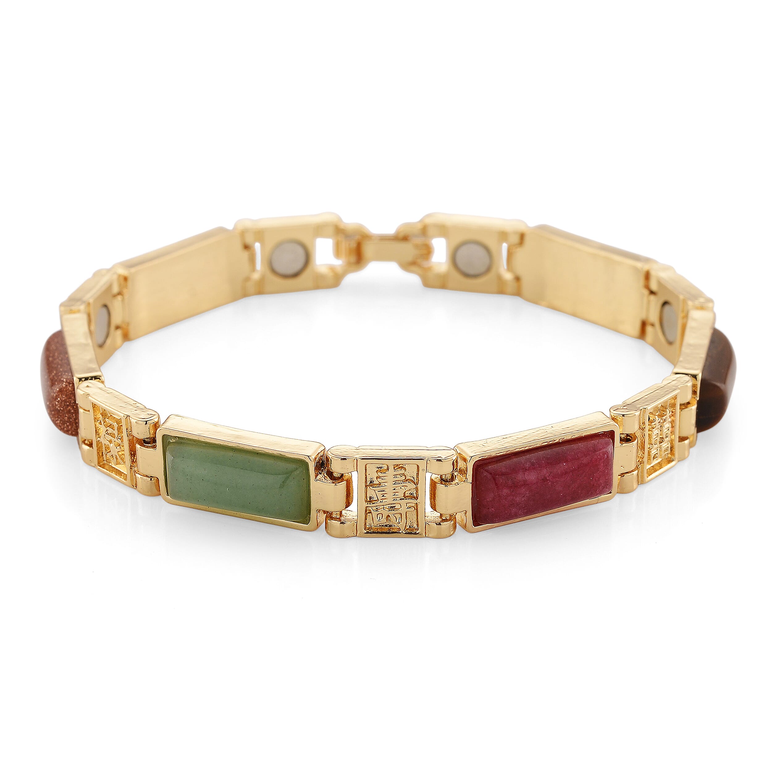 Multi Gemstone 16.00 ctw Bracelet in Goldtone (6.50 In)