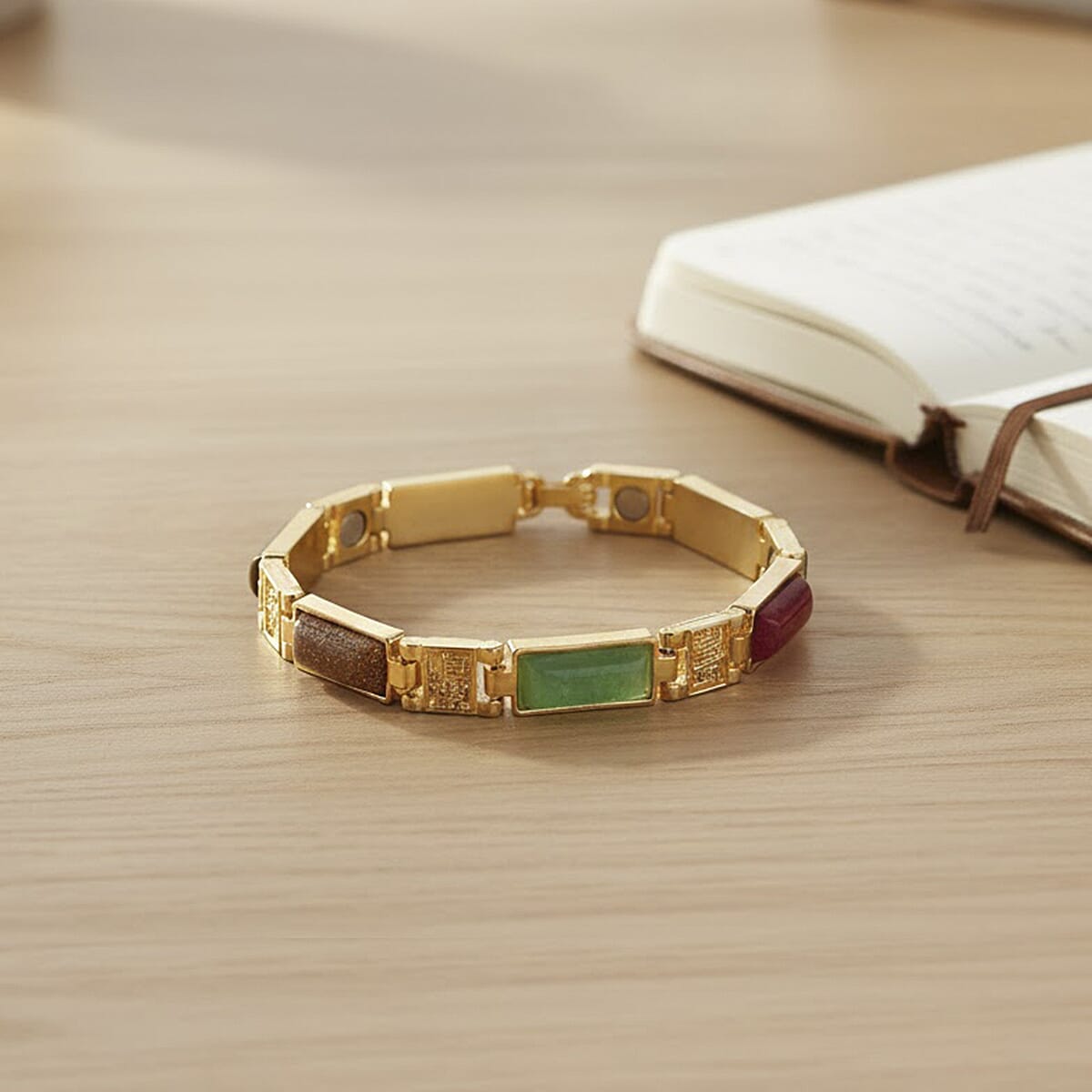 Multi Gemstone 16.00 ctw Bracelet in Goldtone (6.50 In)