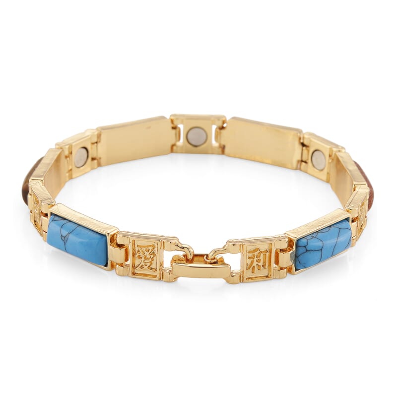 Multi Gemstone 16.00 ctw Bracelet in Goldtone (6.50 In)