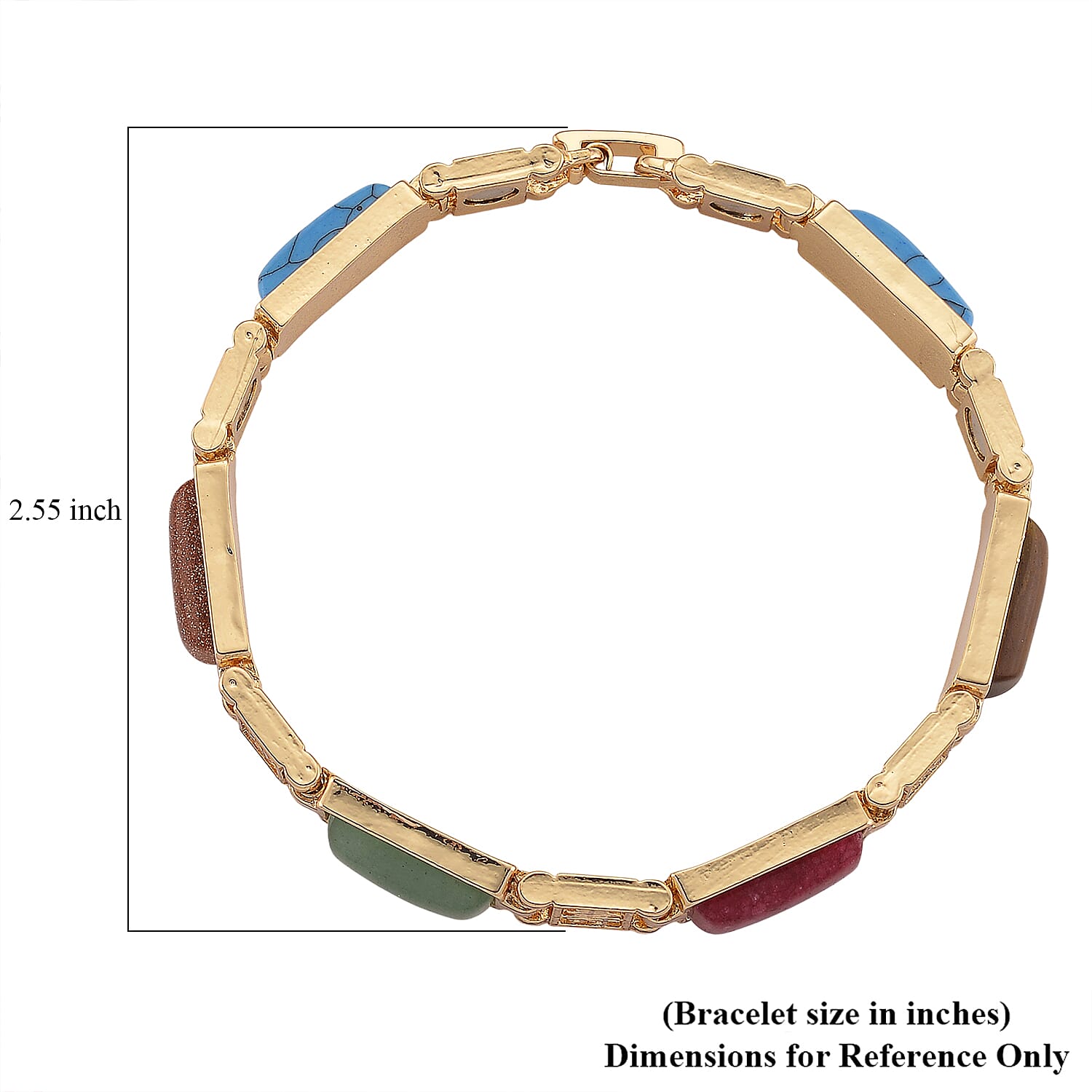 Multi Gemstone 16.00 ctw Bracelet in Goldtone (6.50 In)
