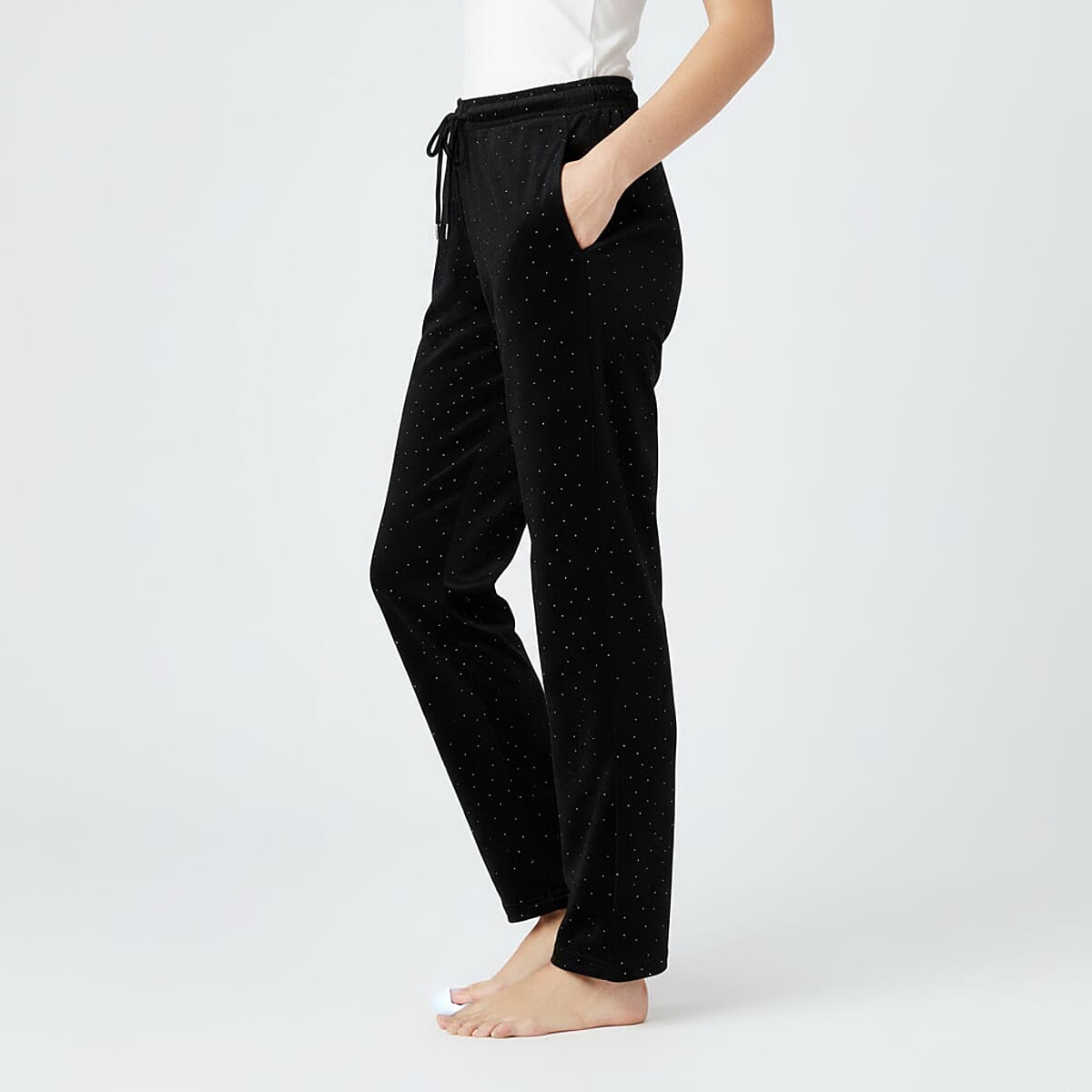 Tamsy Black Crystal Embellishments Glitter Long Pant - One Size Fits Most image number 1