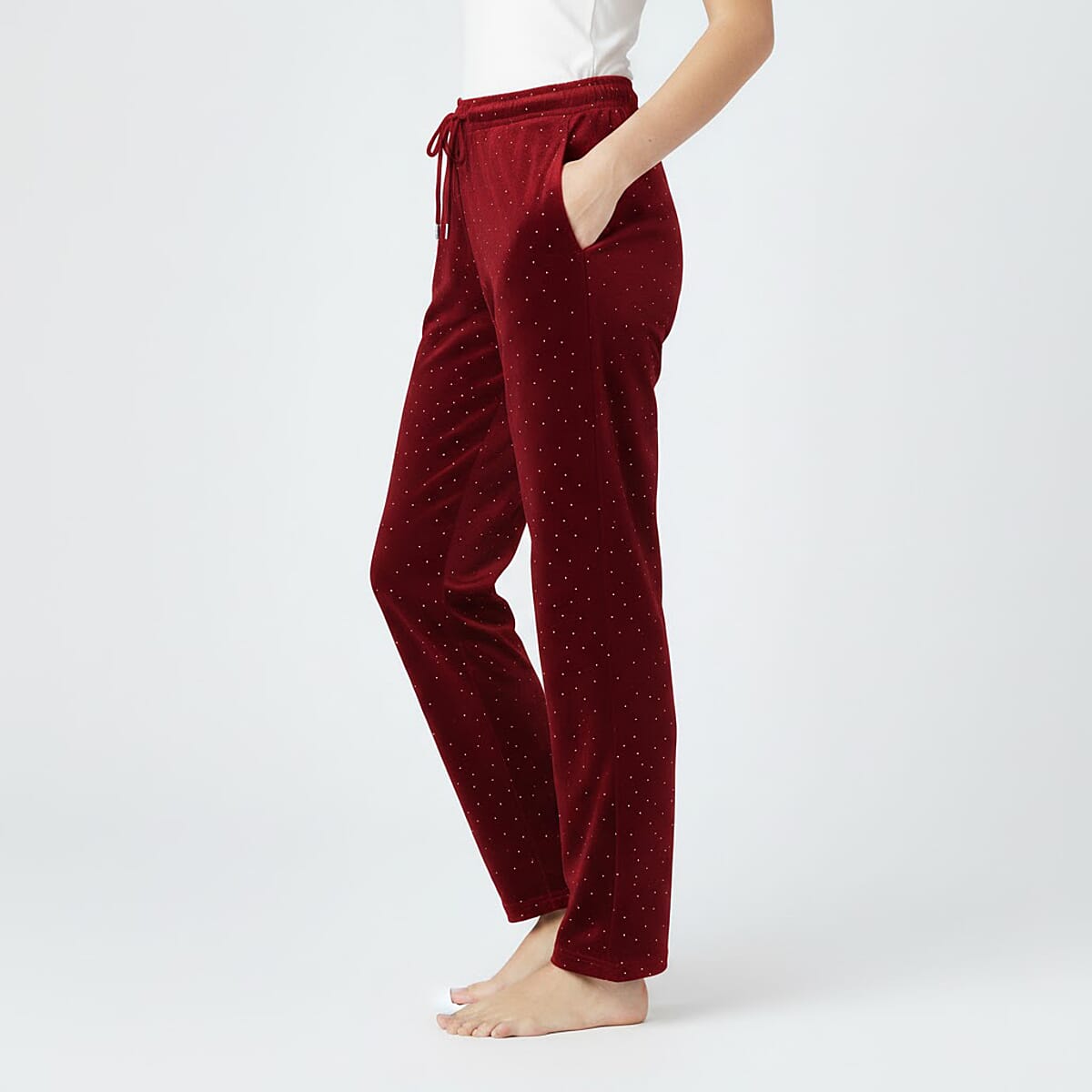 Tamsy Wine Crystal Embellishments Glitter Long Pant - One Size Fits Most image number 1