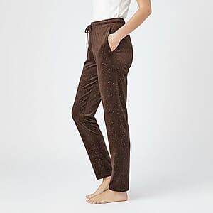 Tamsy Brown Crystal Embellishments Glitter Long Pant - One Size Fits Most