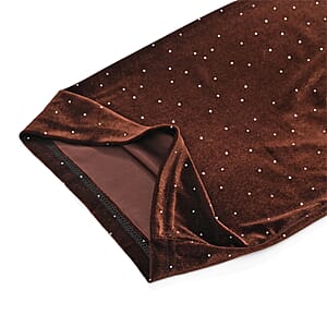 Tamsy Brown Crystal Embellishments Glitter Long Pant - One Size Fits Most