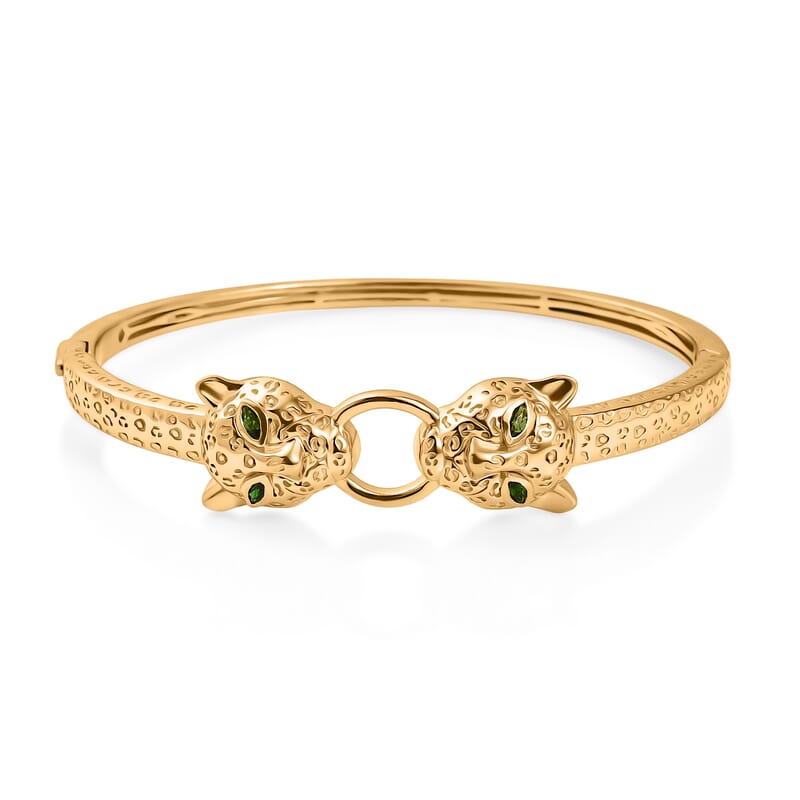 EverTrue Chrome Diopside 0.35 ctw Bangle Bracelet in 18K Yellow Gold Plated (7.50 In)