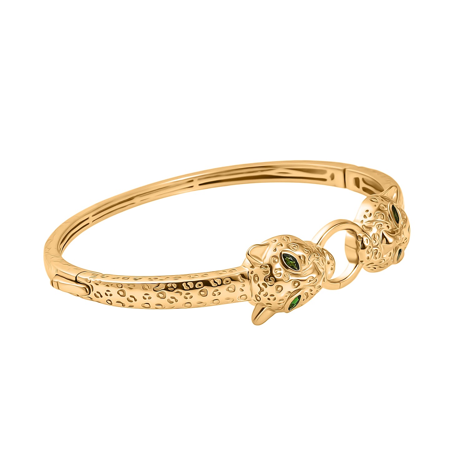 EverTrue Chrome Diopside 0.35 ctw Bangle Bracelet in 18K Yellow Gold Plated (7.50 In)