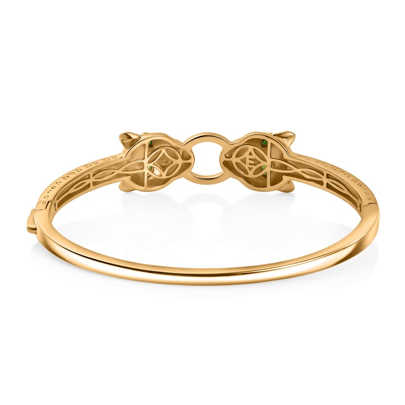 EverTrue Chrome Diopside 0.35 ctw Bangle Bracelet in 18K Yellow Gold Plated (7.50 In)