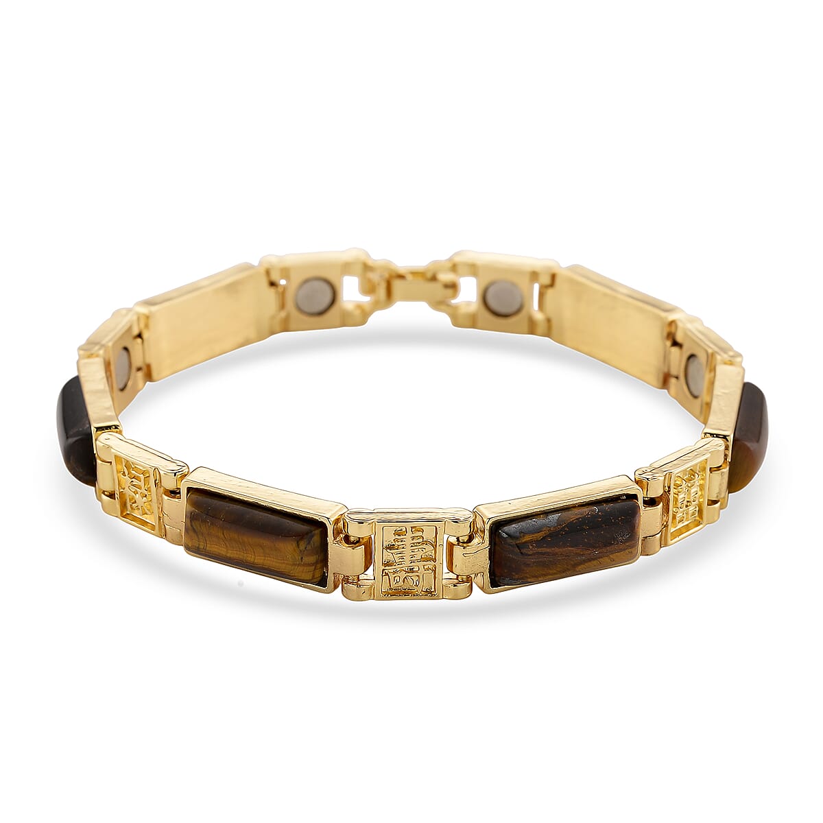 Yellow Tigers Eye 16.00 ctw Bracelet in Goldtone (7.25 In) image number 0