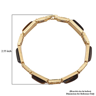 Yellow Tigers Eye 16.00 ctw Bracelet in Goldtone (7.25 In)