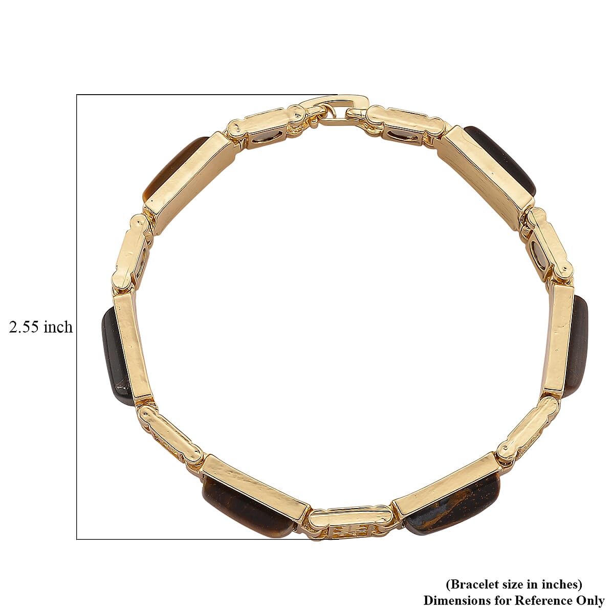 Yellow Tigers Eye 16.00 ctw Bracelet in Goldtone (8.25 In) image number 5