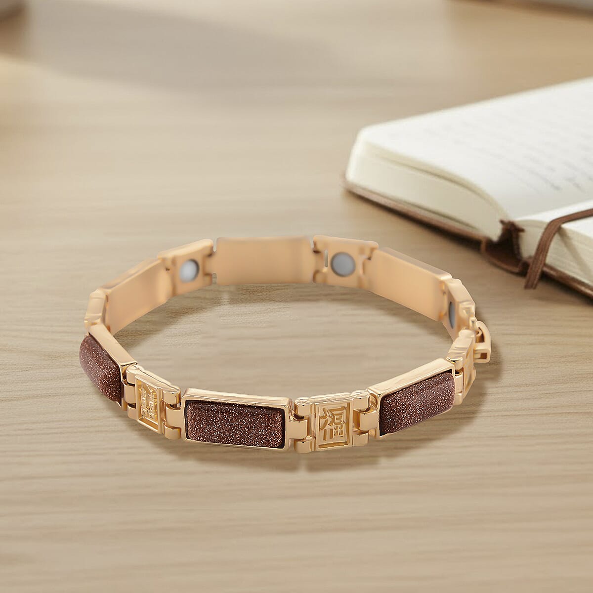 Gold Sandstone 16.00 ctw Bracelet in Goldtone (7.25 In) image number 1