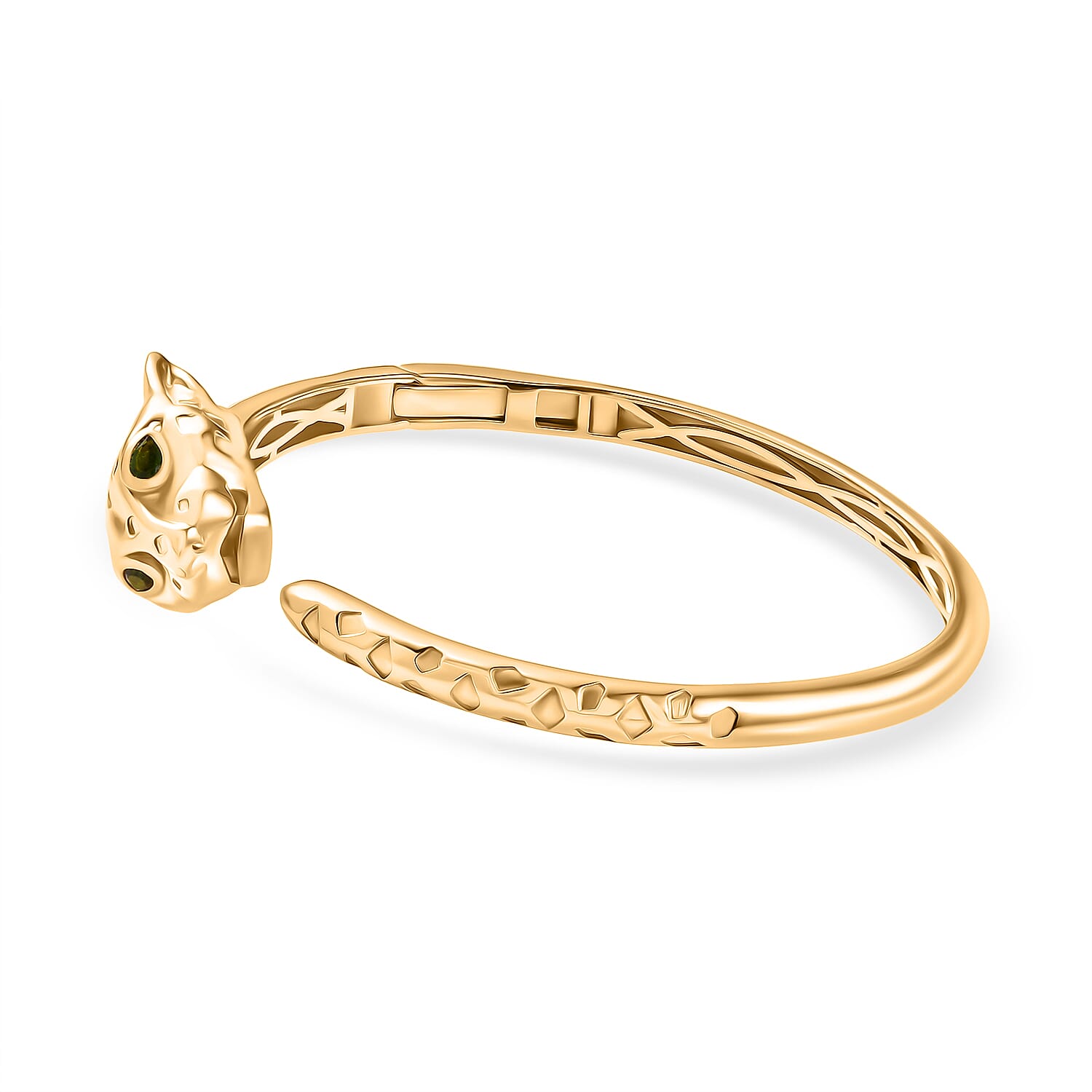 Chrome Diopside 0.35 ctw Bangle Bracelet in 18K Yellow Gold Plated (7.50 In)