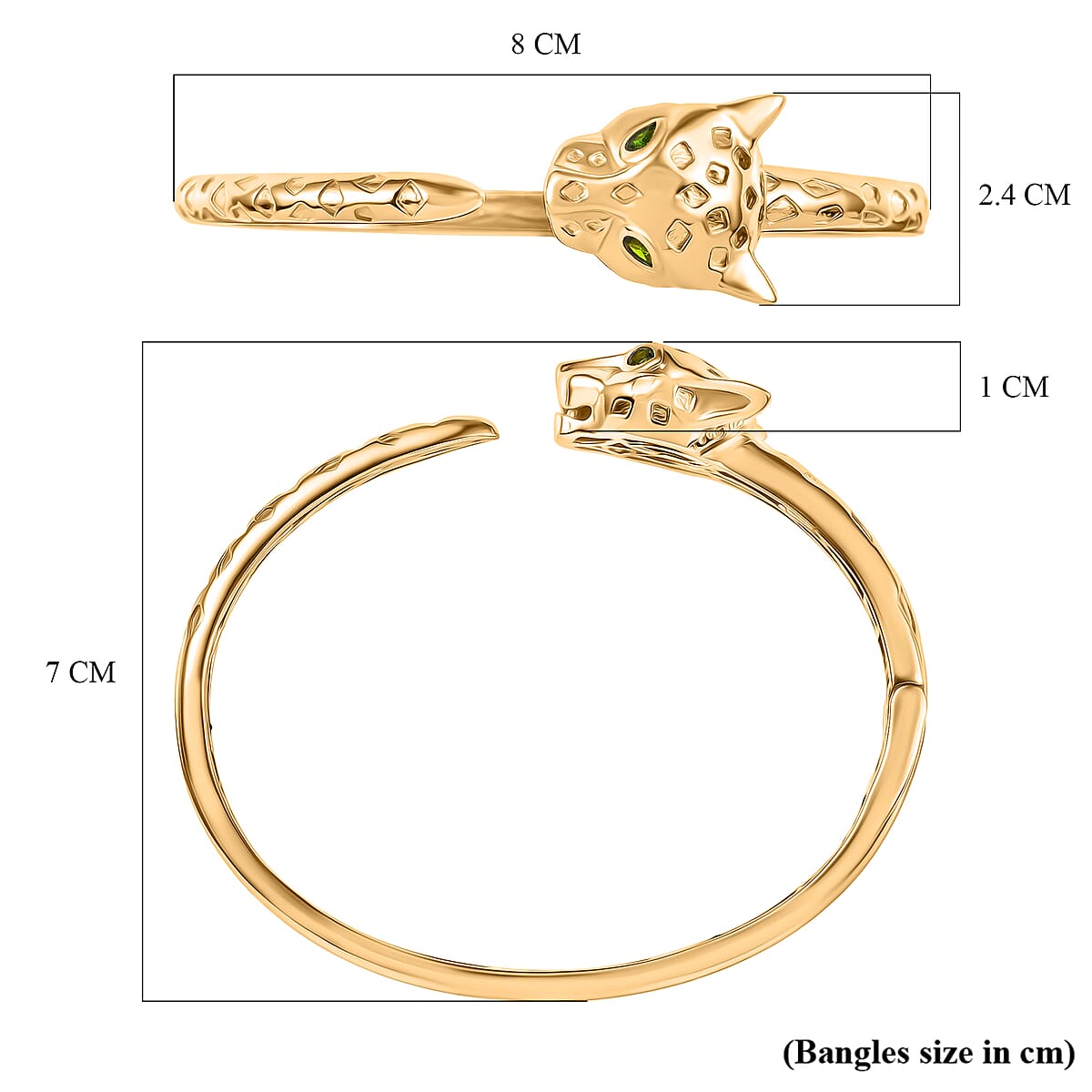 EverTrue Chrome Diopside 0.35 ctw Bangle Bracelet in 18K Yellow Gold Plated (7.50 In) image number 5