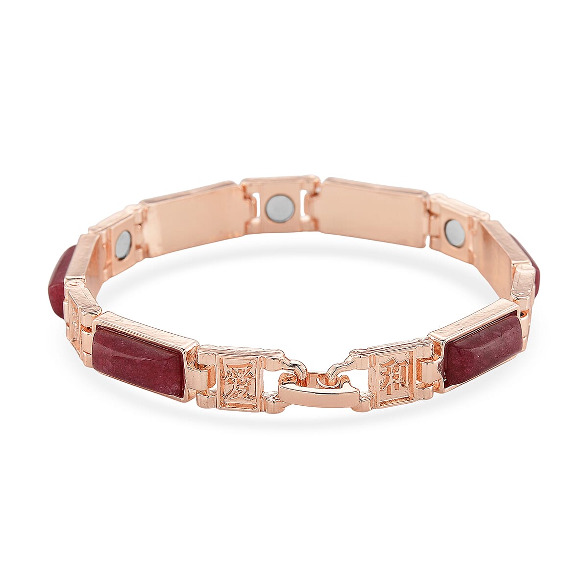 Cherry Quartz 16.00 ctw Bracelet in Rosetone (6.50 In) image number 4