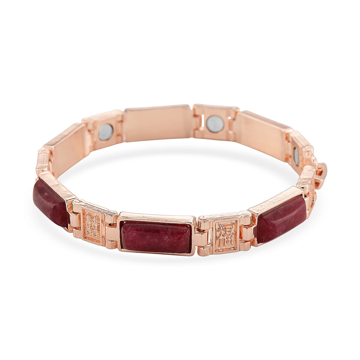 Cherry Quartz 16.00 ctw Bracelet in Rosetone (8.25 In) image number 3