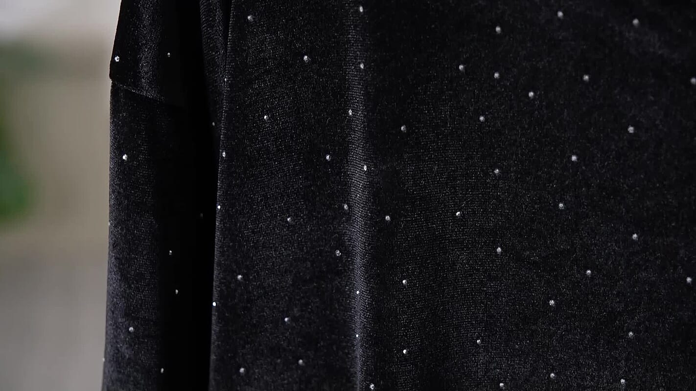 Tamsy Black Sparkling Crystals Glitter Long Top - One Size Fits Most