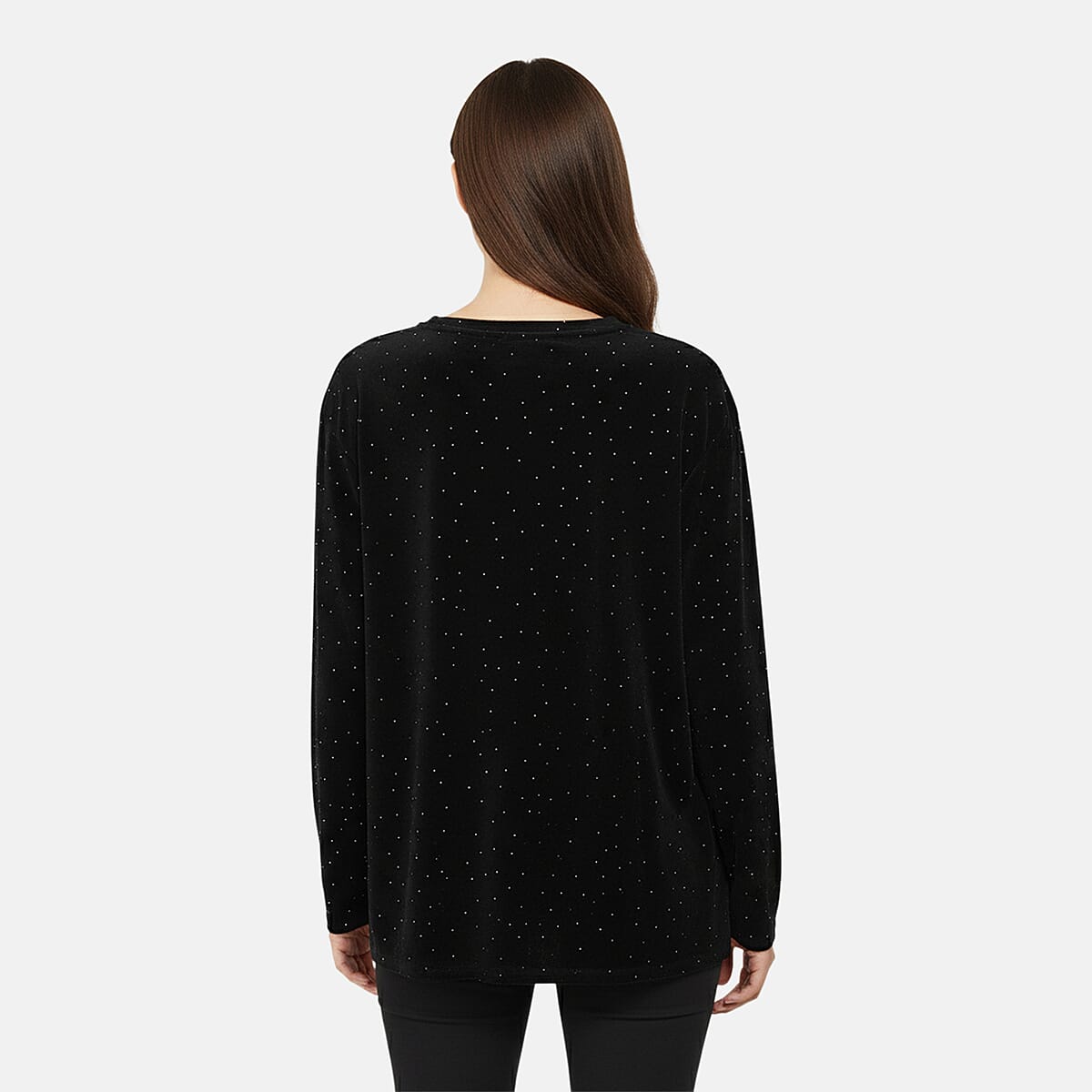 Doorbuster Tamsy Black Sparkling Crystals Glitter Long Top - One Size Fits Most image number 1