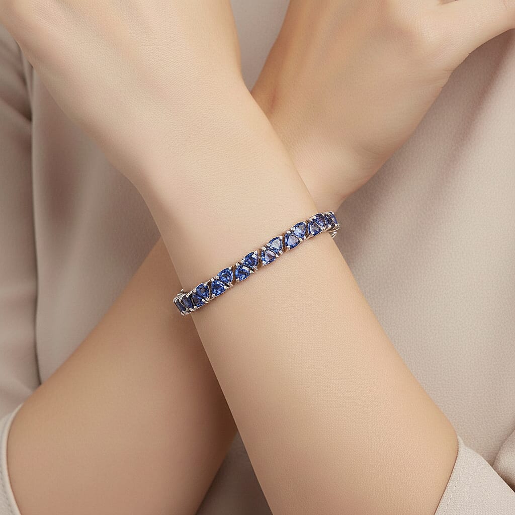 D'Joy Premium Catalina Iolite 8.80 ctw Bracelet in Rhodium Over Sterling Silver (6.50 In)