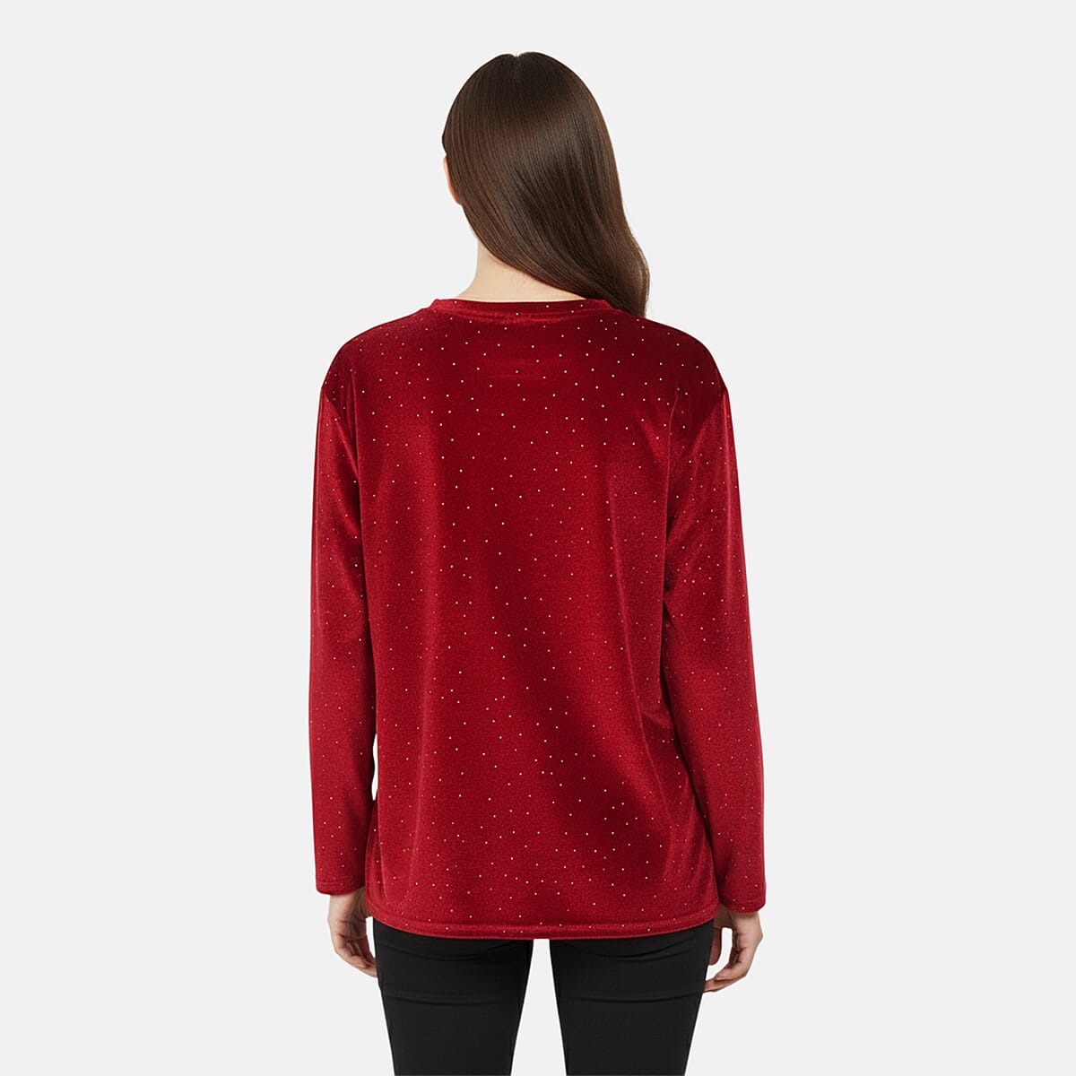 Doorbuster Tamsy Wine Sparkling Crystals Glitter Long Top - One Size Fits Most image number 1