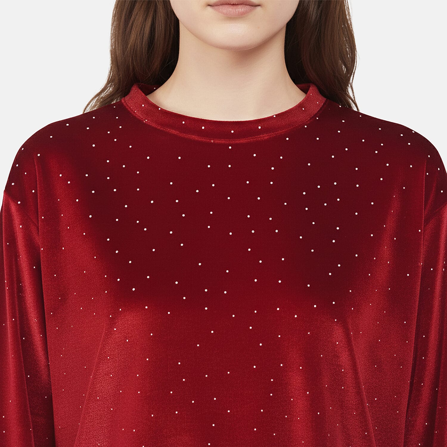 Tamsy Wine Sparkling Crystals Glitter Long Top - One Size Fits Most