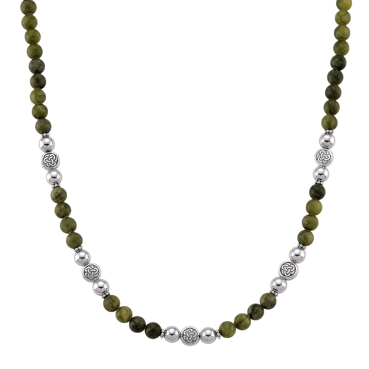 Connemara Marble and Terahertz 330.00 ctw Beaded Necklace in Silvertone 19-21 Inches image number 0