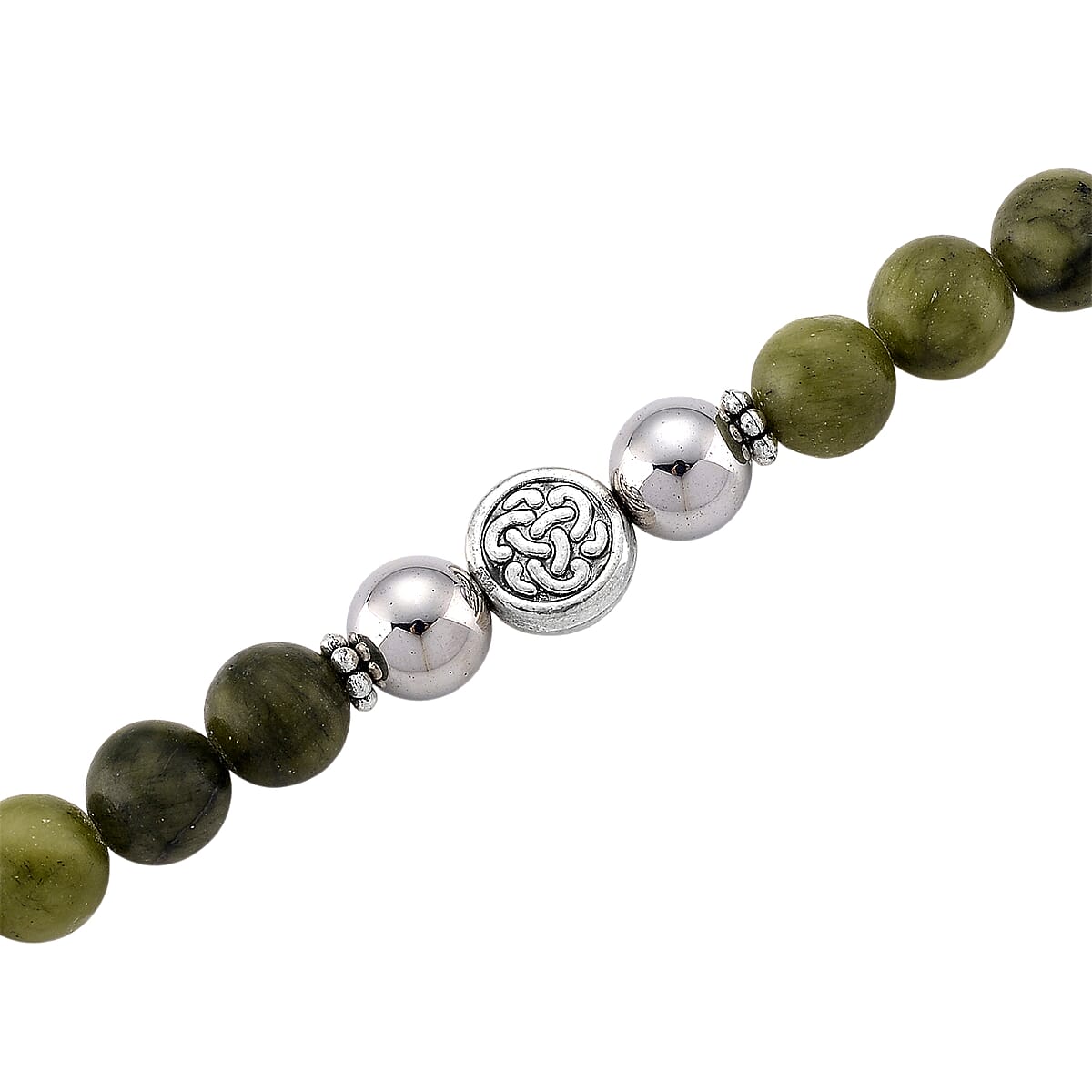 Connemara Marble and Terahertz 330.00 ctw Beaded Necklace in Silvertone 19-21 Inches image number 3