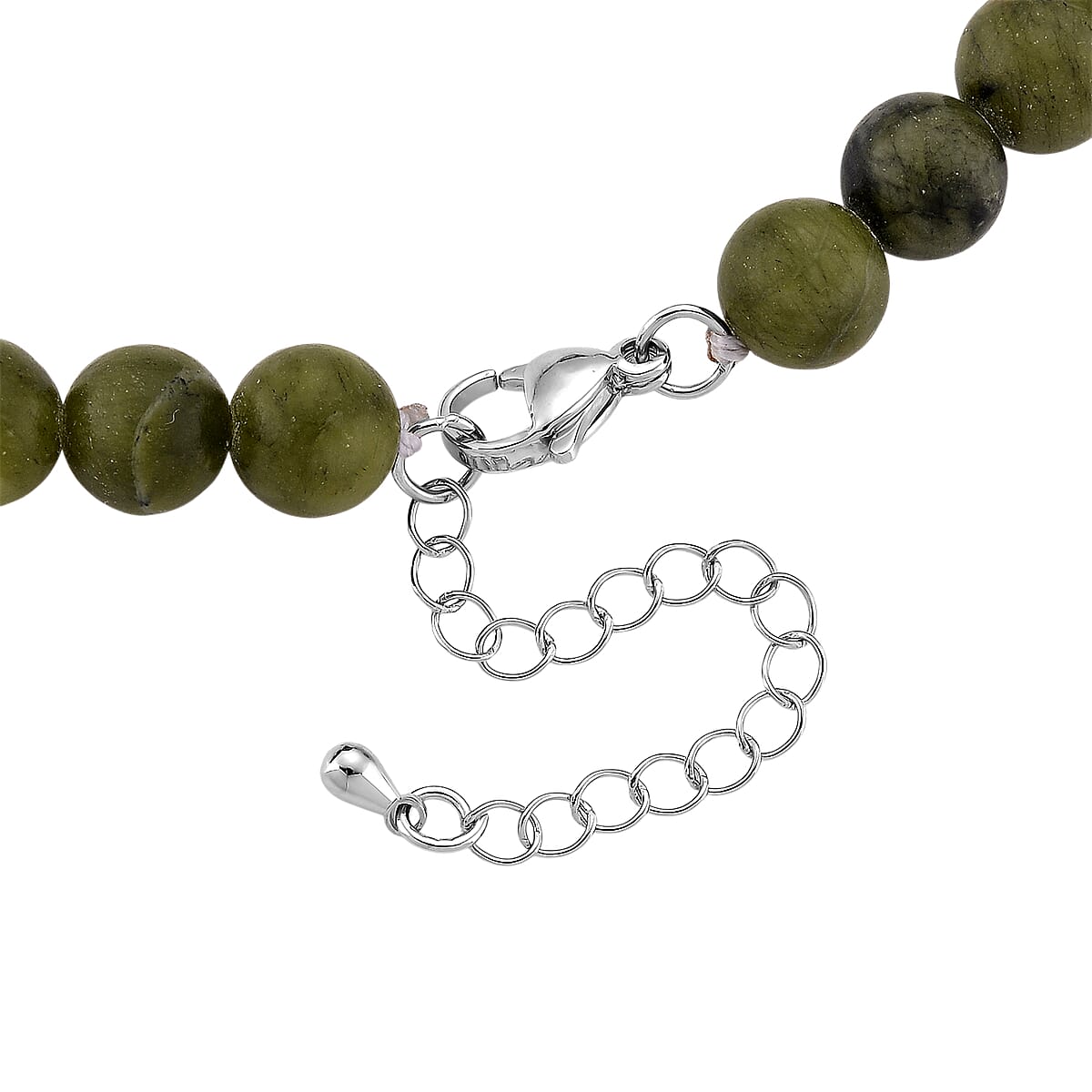 Connemara Marble and Terahertz 330.00 ctw Beaded Necklace in Silvertone 19-21 Inches image number 4