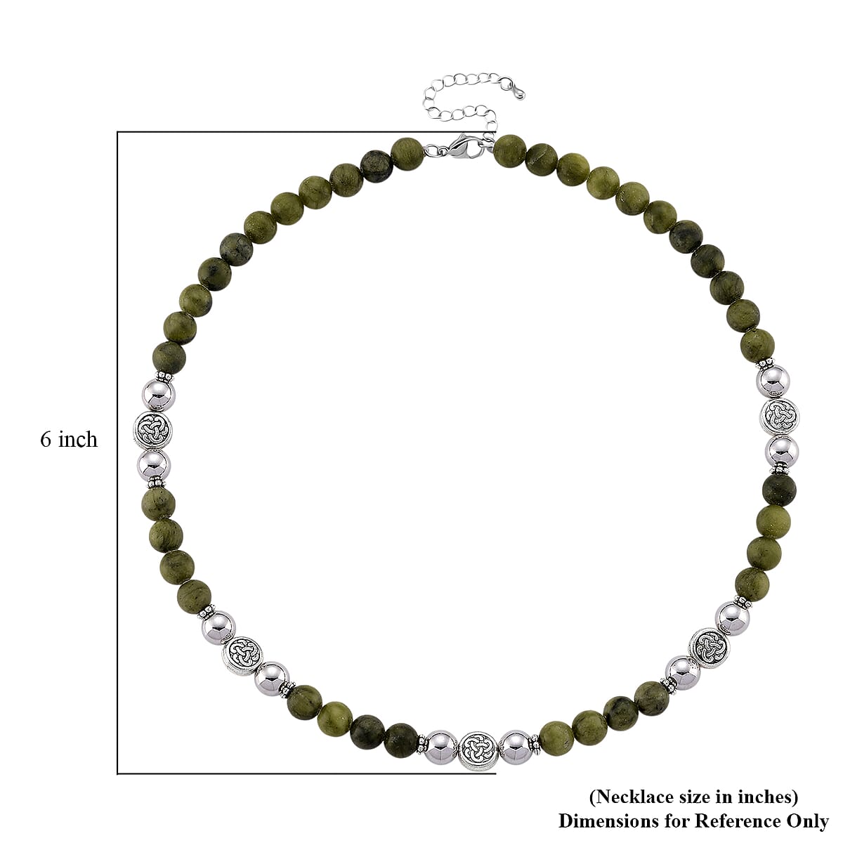 Connemara Marble and Terahertz 330.00 ctw Beaded Necklace in Silvertone 19-21 Inches image number 5