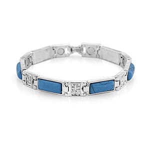 Blue Howlite 16.00 ctw Bracelet in Silvertone (7.25 In)