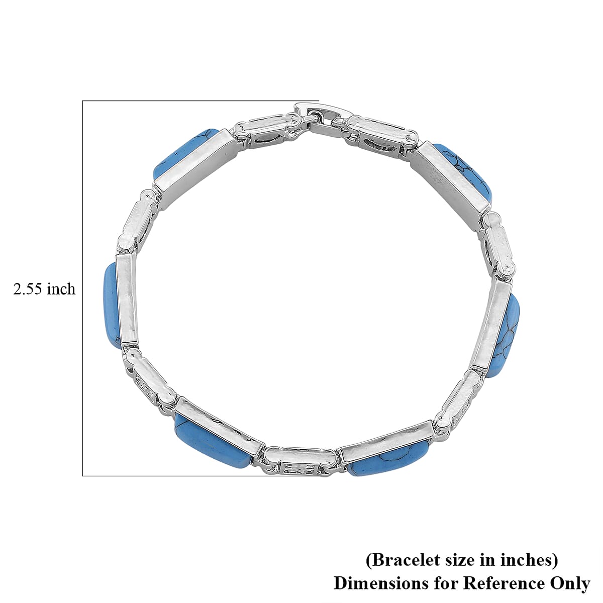 Blue Howlite 16.00 ctw Bracelet in Silvertone (8.25 In) image number 5