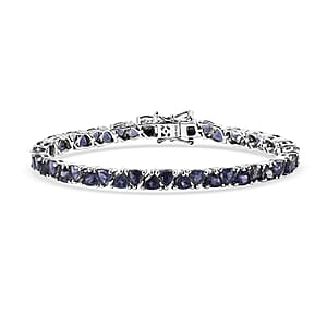 D'Joy Premium Catalina Iolite 9.60 ctw Bracelet in Rhodium Over Sterling Silver (7.25 In)