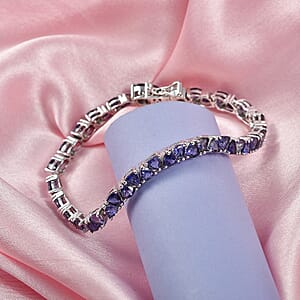 D'Joy Premium Catalina Iolite 9.60 ctw Bracelet in Rhodium Over Sterling Silver (7.25 In)