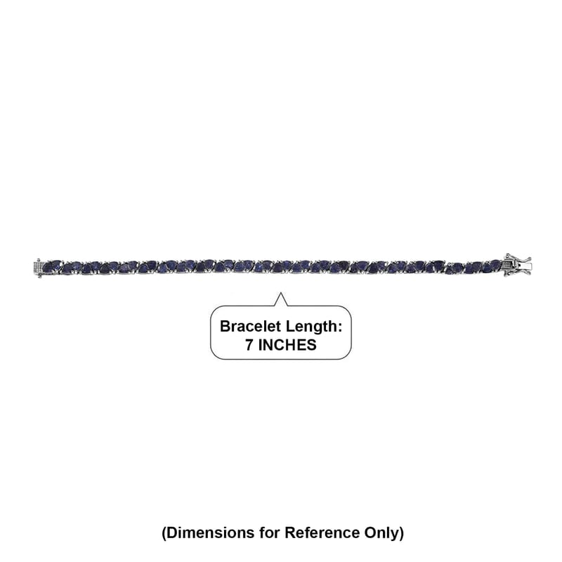 D'Joy Premium Catalina Iolite 9.60 ctw Bracelet in Rhodium Over Sterling Silver (7.25 In)