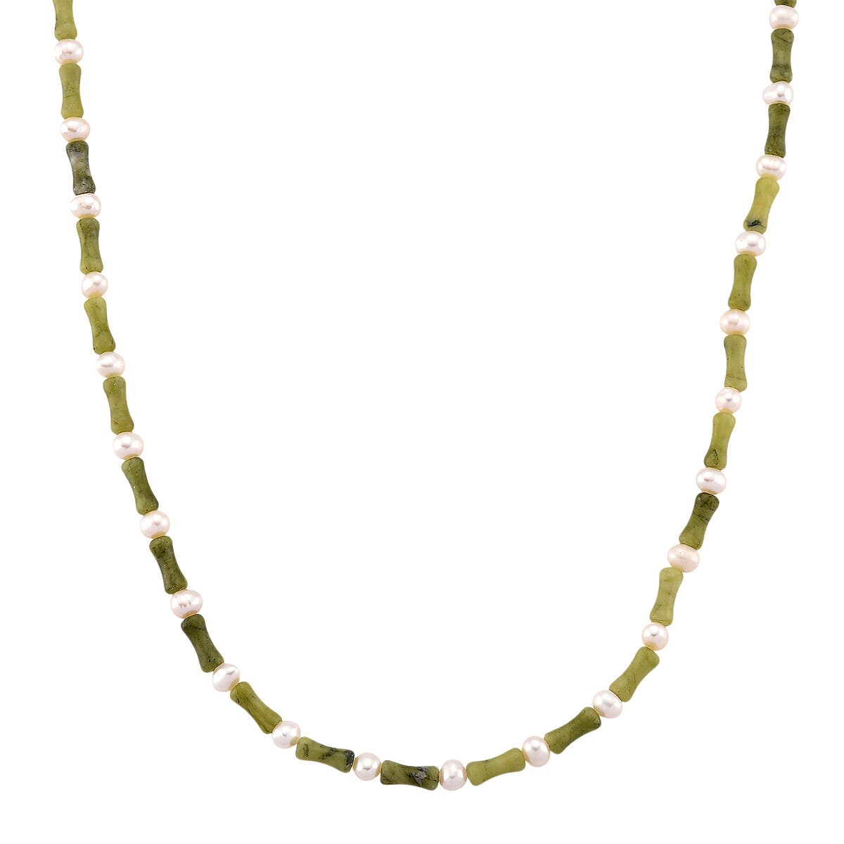 Connemara Marble 50.00 ctw and Freshwater Pearl Iris Necklace in Goldtone 18-20 Inches image number 0