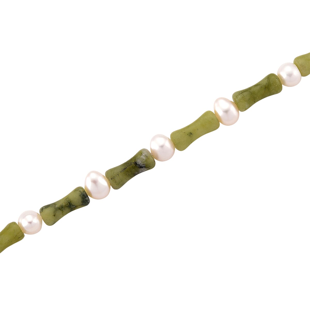 Connemara Marble 50.00 ctw and Freshwater Pearl Iris Necklace in Goldtone 18-20 Inches image number 3