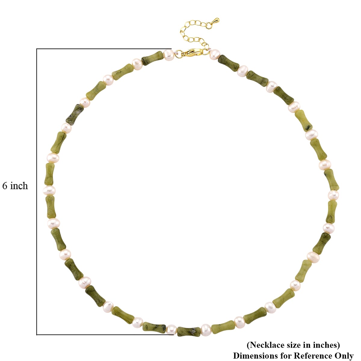 Connemara Marble 50.00 ctw and Freshwater Pearl Iris Necklace in Goldtone 18-20 Inches image number 5