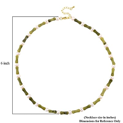 Connemara Marble 50.00 ctw and Freshwater Pearl Irish Necklace in Goldtone 18-20 Inches