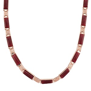 Cherry Quartz 50.00 ctw Necklace in Rosetone 16.5 Inches
