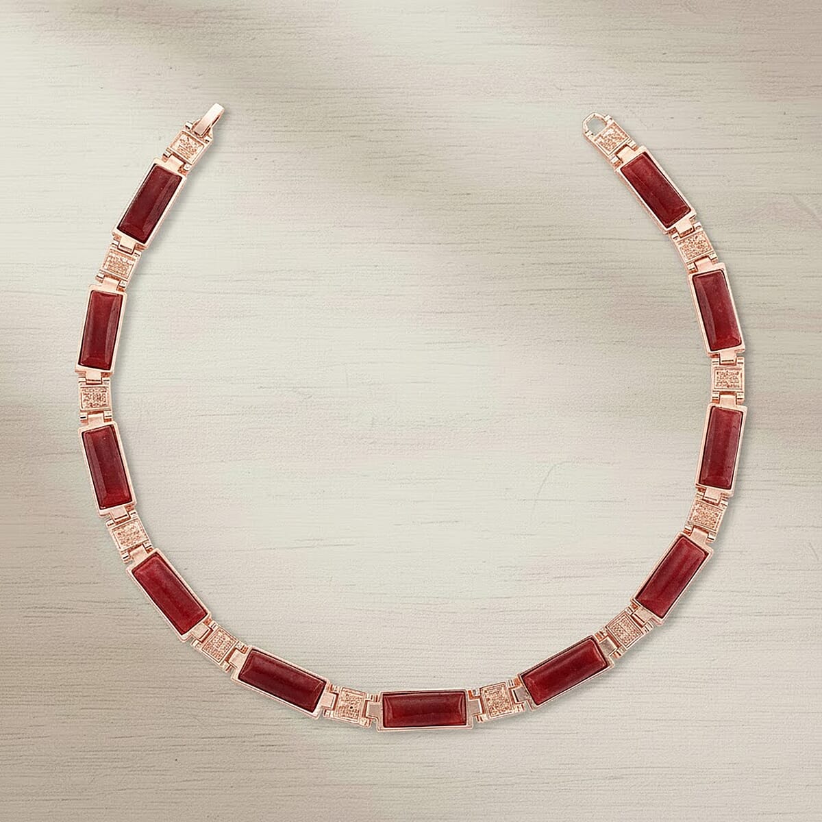 Cherry Quartz 50.00 ctw Necklace in Rosetone 16.5 Inches image number 1