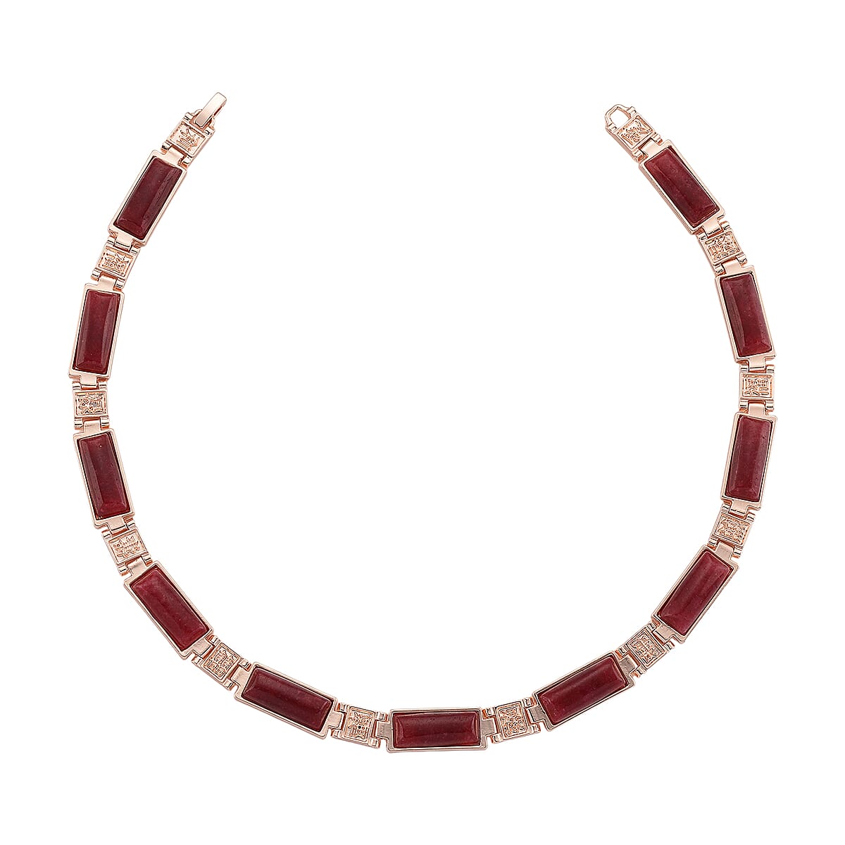 Cherry Quartz 50.00 ctw Necklace in Rosetone 16.5 Inches image number 3