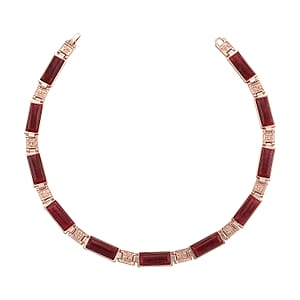 Cherry Quartz 50.00 ctw Necklace in Rosetone 16.5 Inches