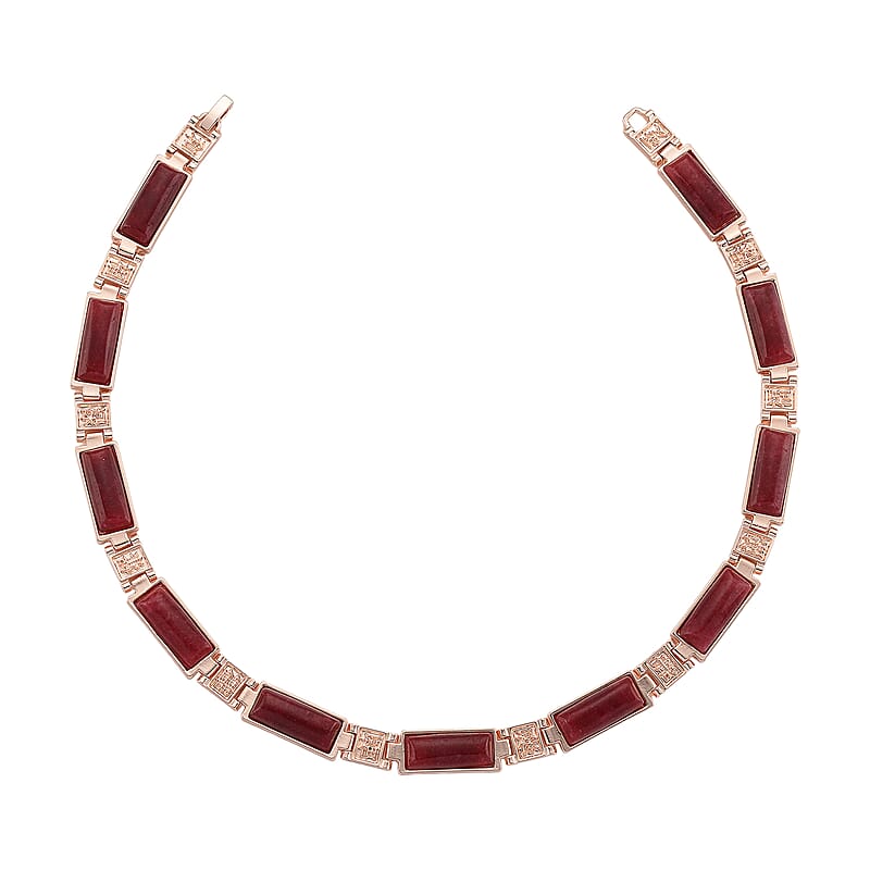 Cherry Quartz 50.00 ctw Necklace in Rosetone 16.5 Inches