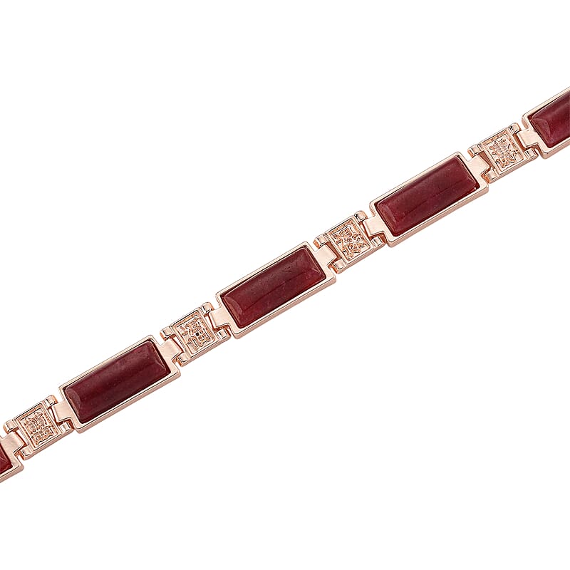 Cherry Quartz 50.00 ctw Necklace in Rosetone 16.5 Inches