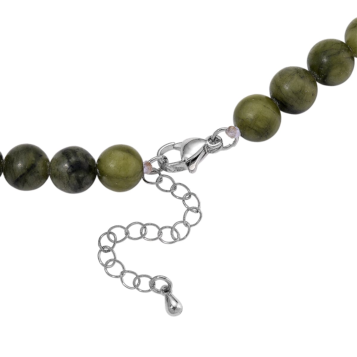 Connemara Marble and Shungite 250.00 ctw Celtic Harmony Beaded Necklace in Silvertone 19-21 Inches image number 4