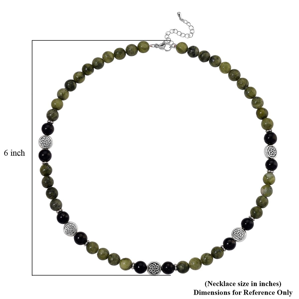 Connemara Marble and Shungite 250.00 ctw Celtic Harmony Beaded Necklace in Silvertone 19-21 Inches image number 5