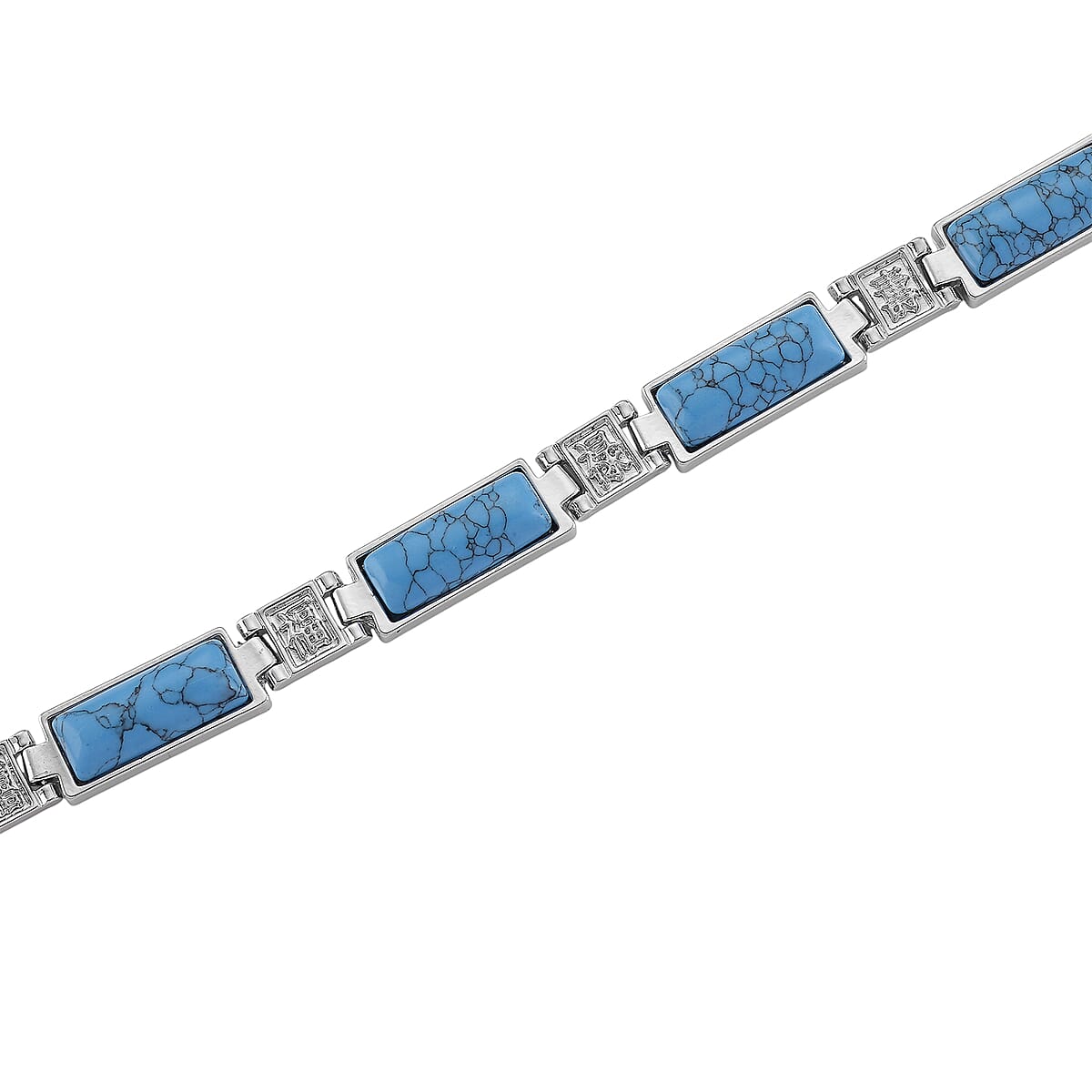 Blue Howlite 55.00 ctw Necklace in Silvertone 16.5 Inches image number 4